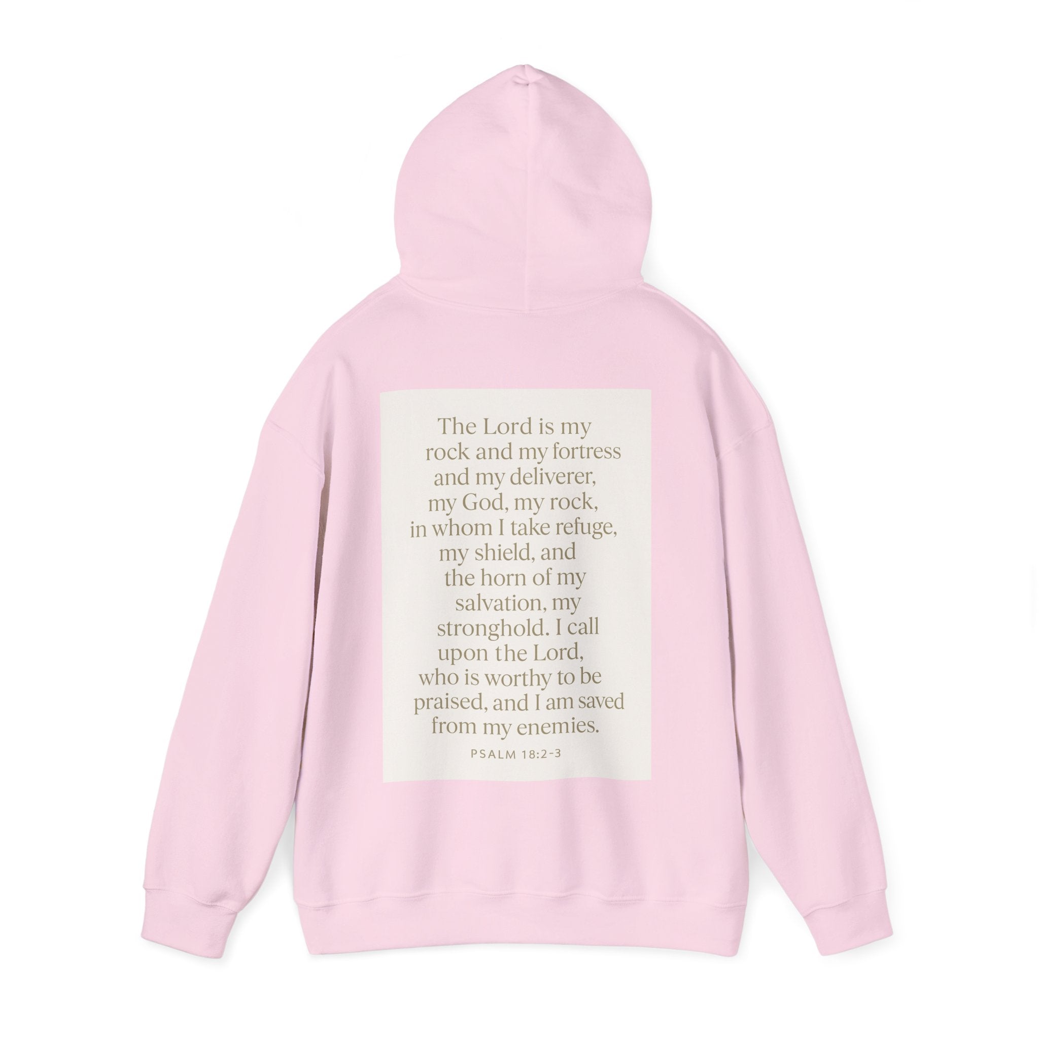 Inspirational Scripture Hoodie – “The Lord Is My Rock and My Fortress” Psalm 18:2-3