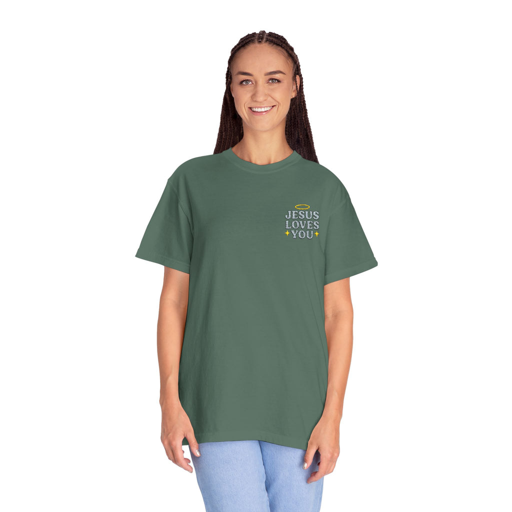 Embroidered Jesus Loves You T-Shirt