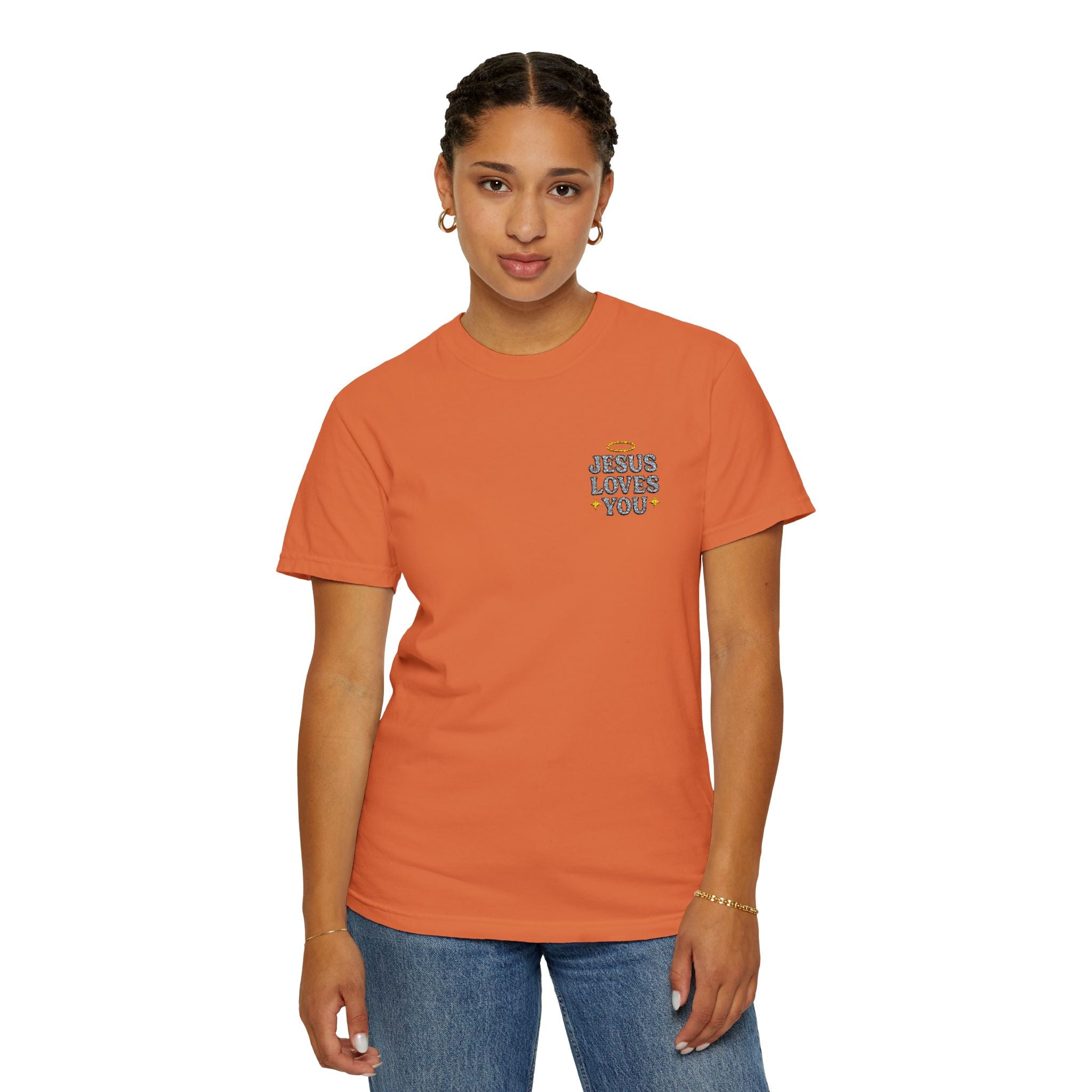 Embroidered Jesus Loves You T-Shirt
