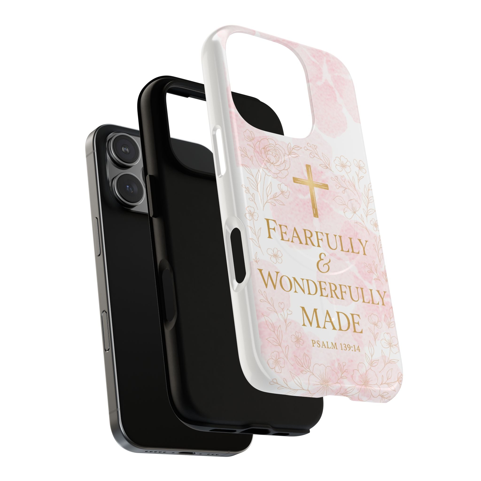 Her Holy Light Tough Magnetic Phone Case – “Fearfully & Wonderfully Made” Floral Christian Design