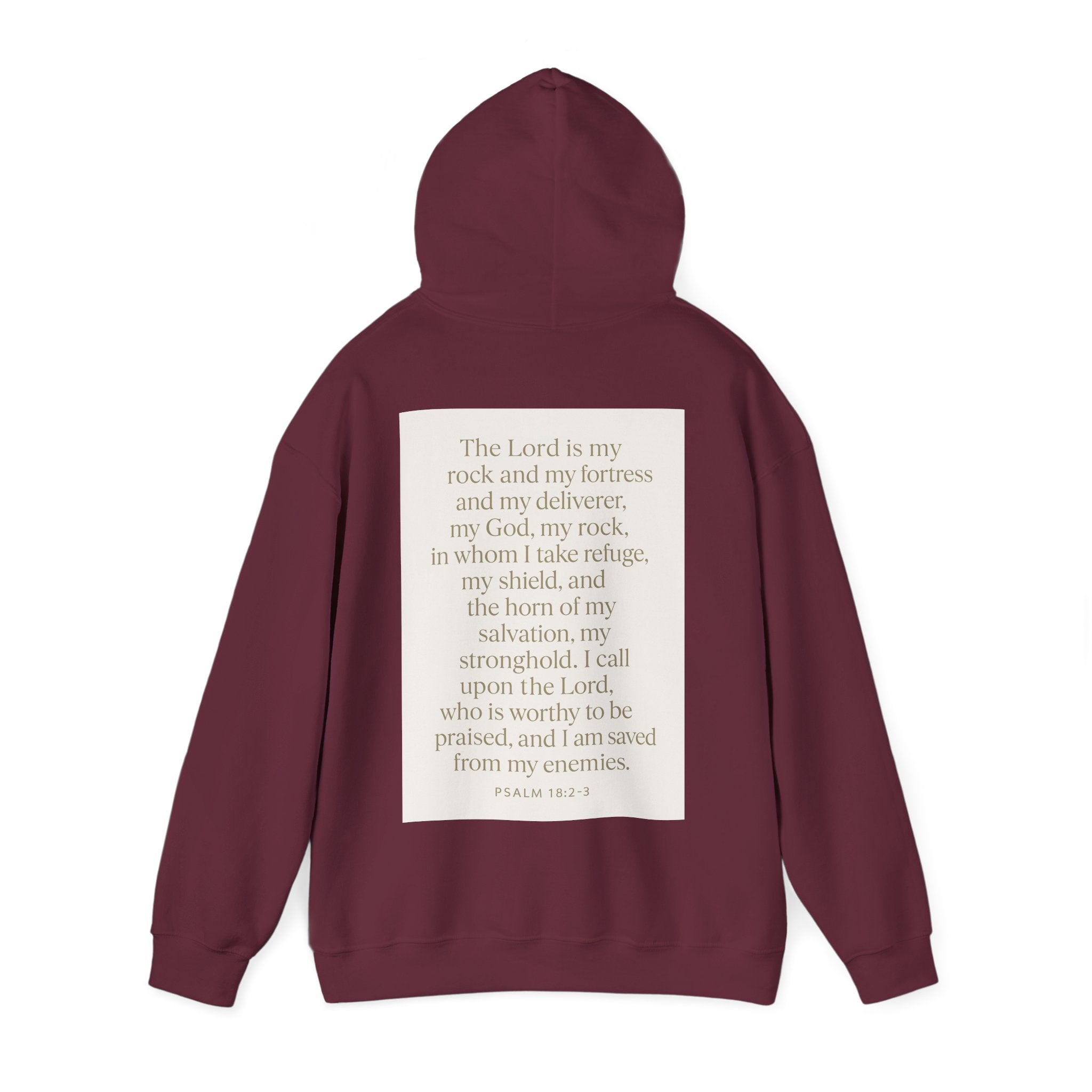 Inspirational Scripture Hoodie – “The Lord Is My Rock and My Fortress” Psalm 18:2-3