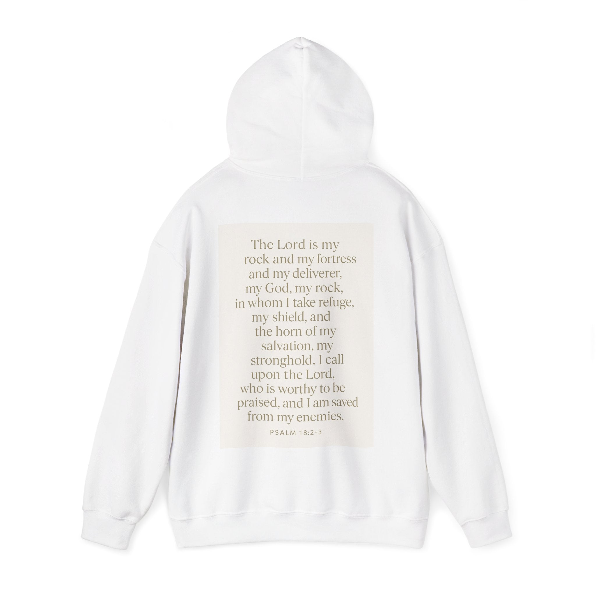 Inspirational Scripture Hoodie – “The Lord Is My Rock and My Fortress” Psalm 18:2-3