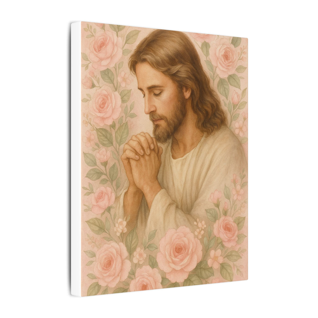 Canvas Art Print - Jesus - Pink Floral