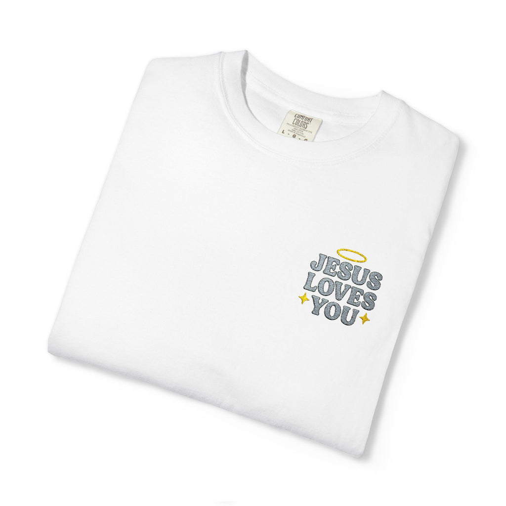 Embroidered Jesus Loves You T-Shirt