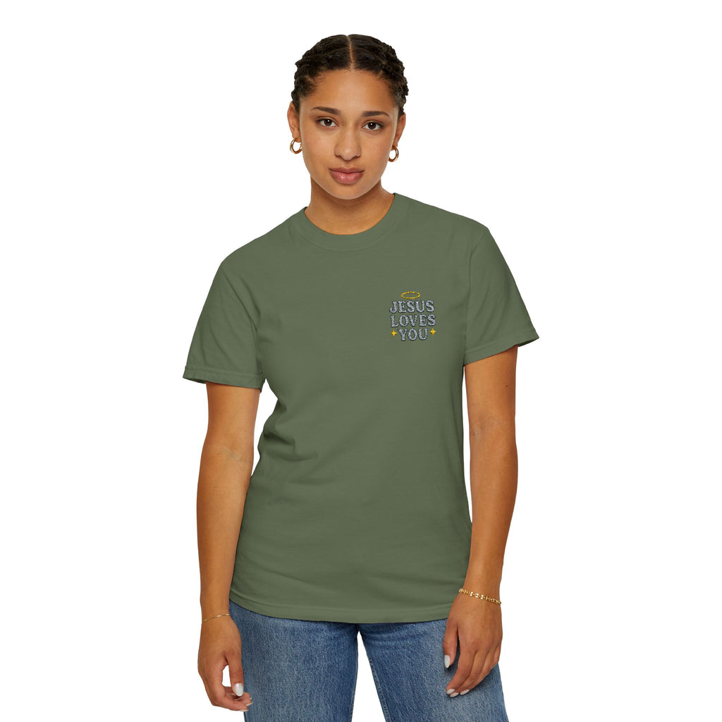 Embroidered Jesus Loves You T-Shirt