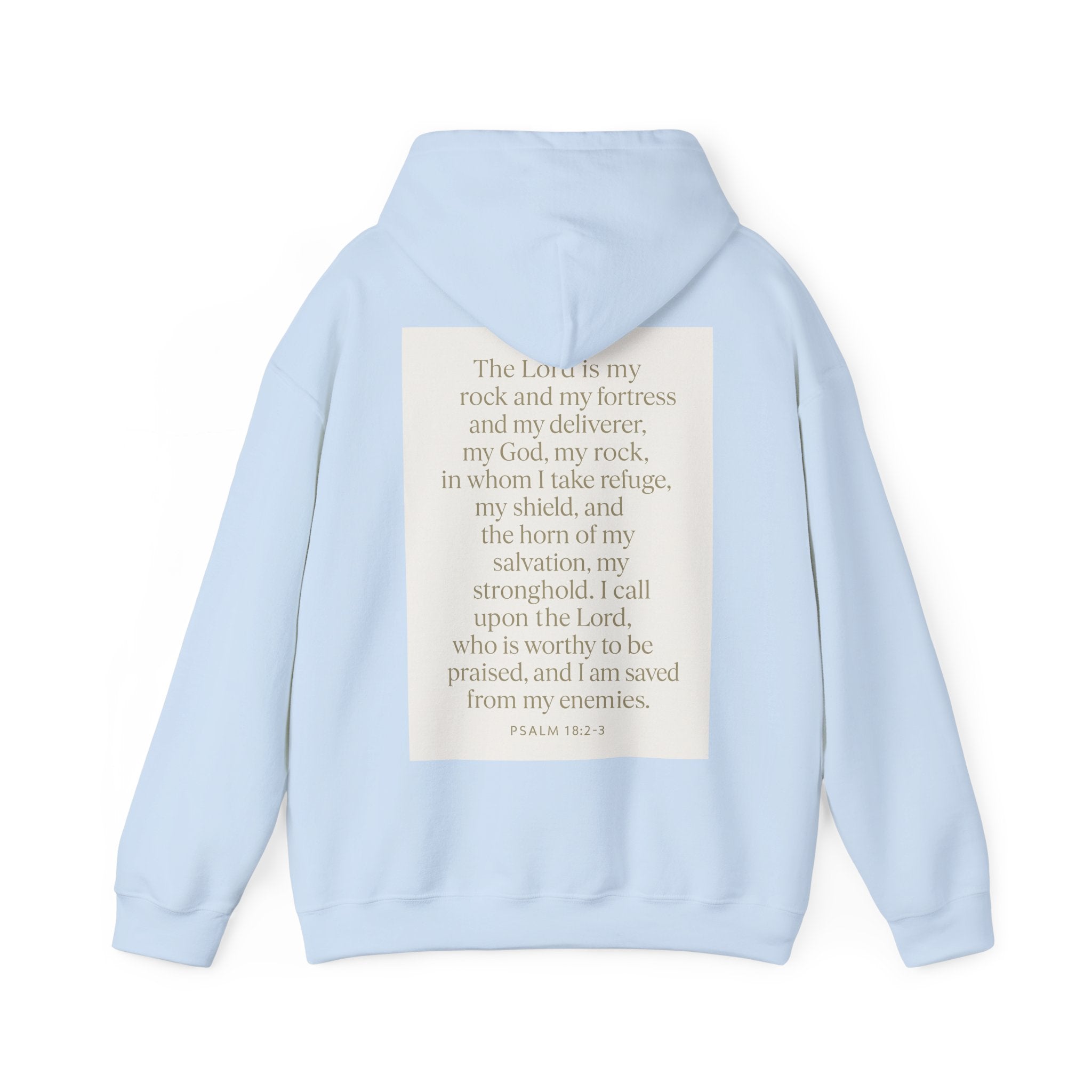 Inspirational Scripture Hoodie – “The Lord Is My Rock and My Fortress” Psalm 18:2-3