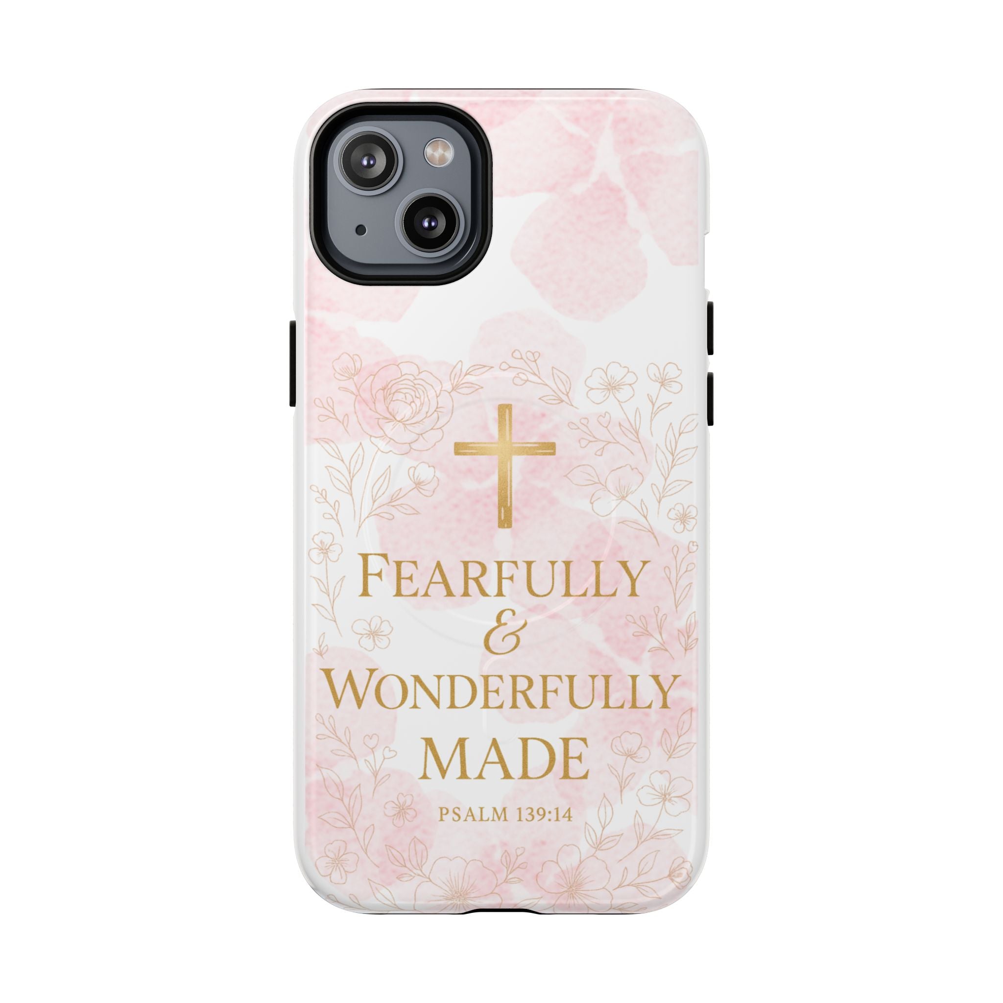 Her Holy Light Tough Magnetic Phone Case – “Fearfully & Wonderfully Made” Floral Christian Design