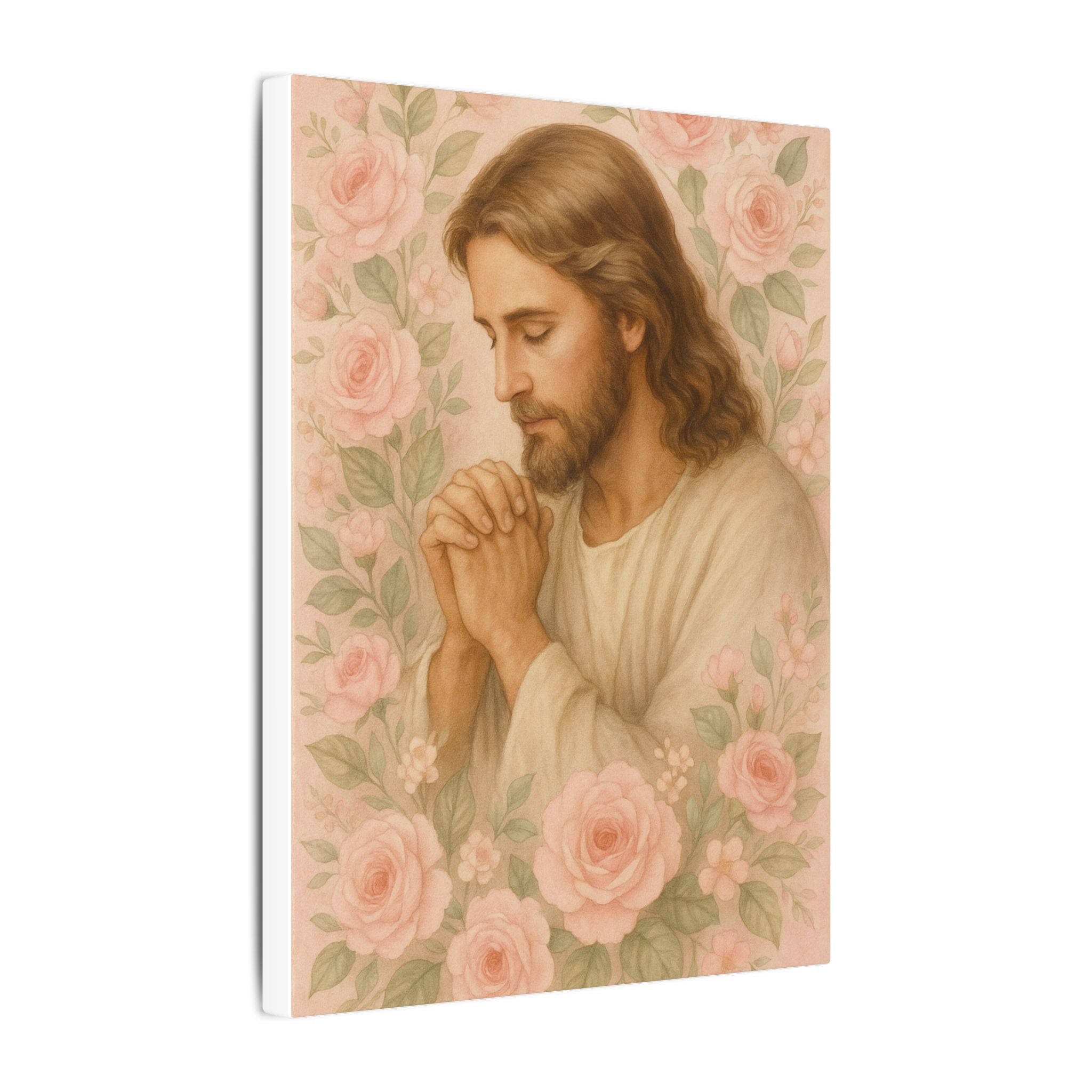 Canvas Art Print - Jesus - Pink Floral