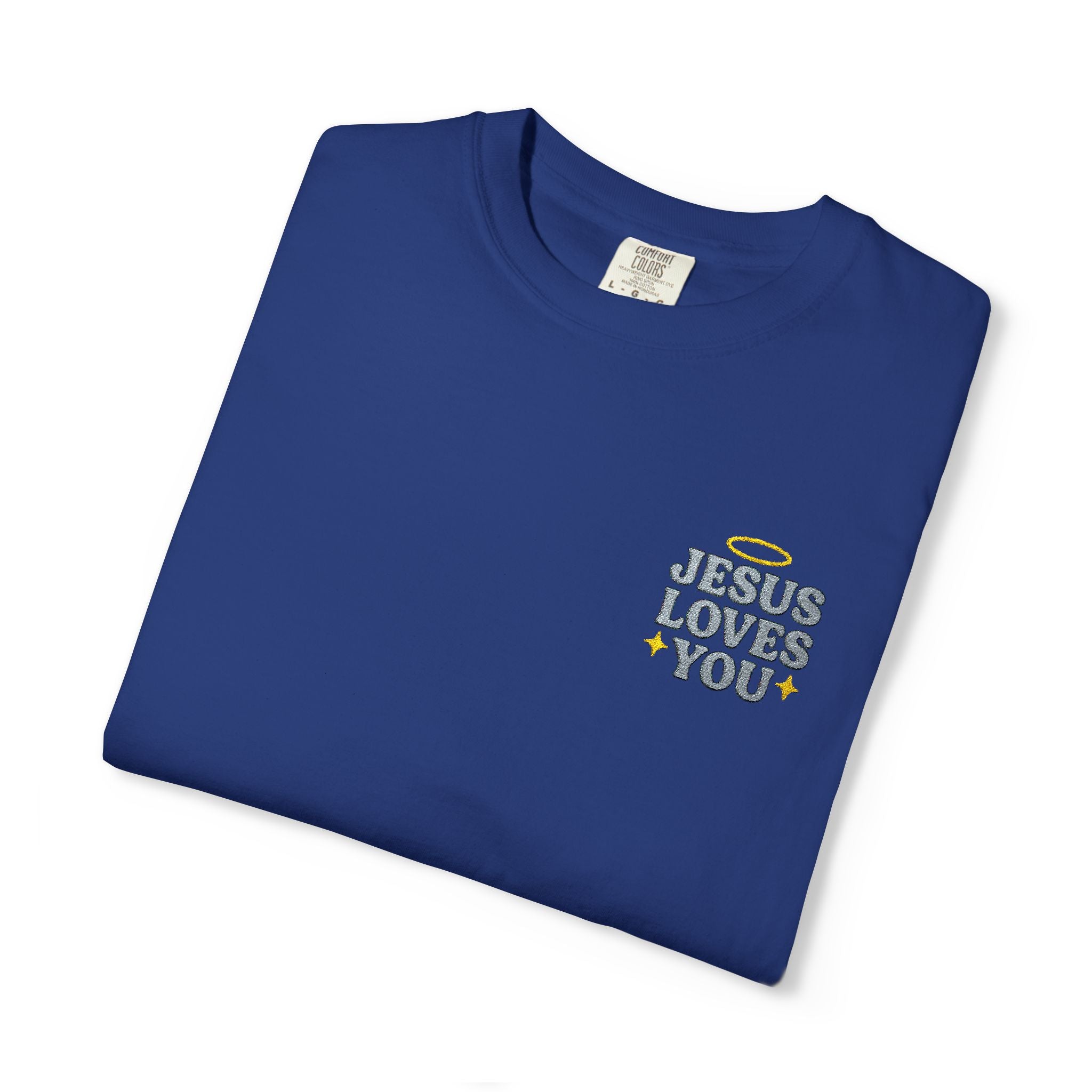 Embroidered Jesus Loves You T-Shirt
