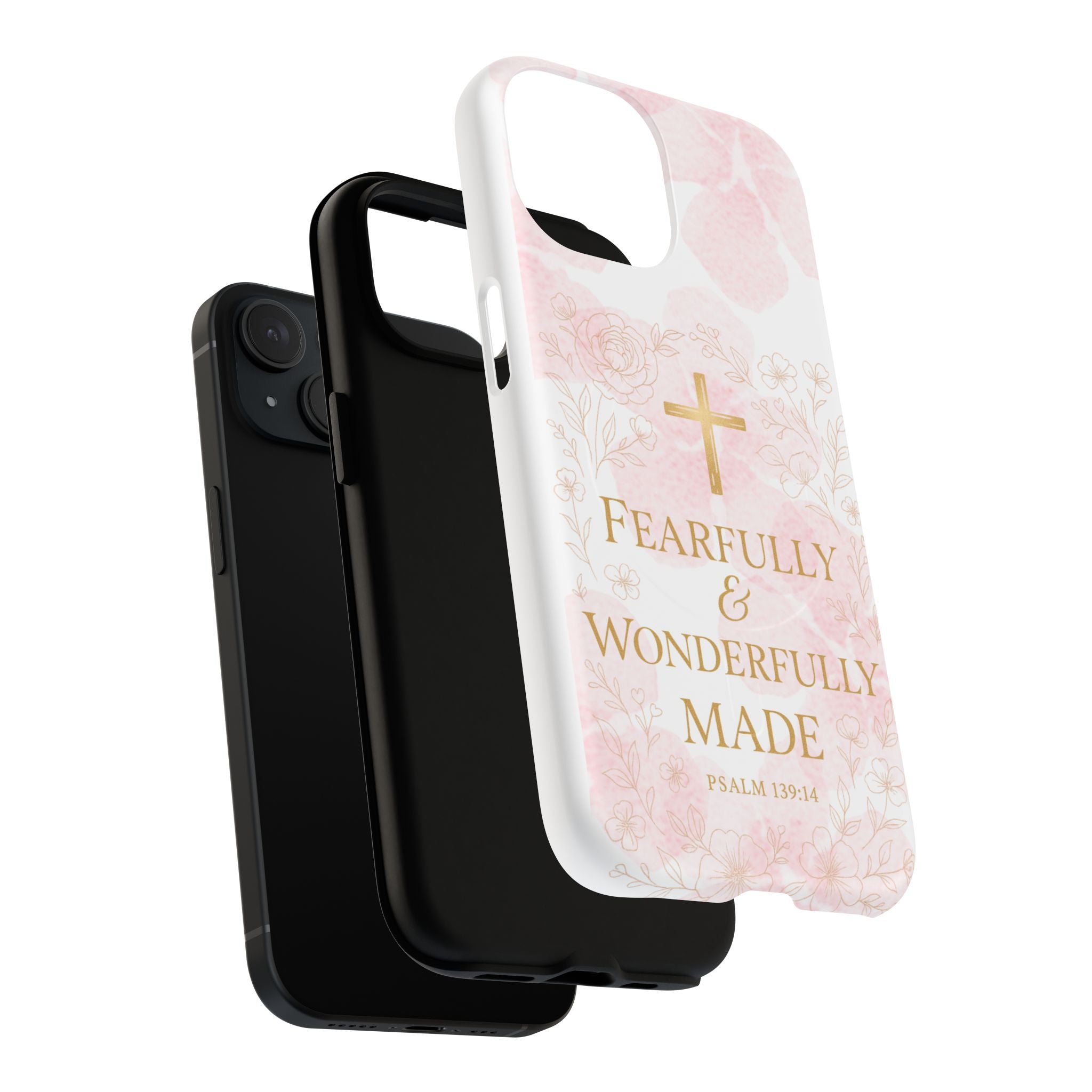 Her Holy Light Tough Magnetic Phone Case – “Fearfully & Wonderfully Made” Floral Christian Design