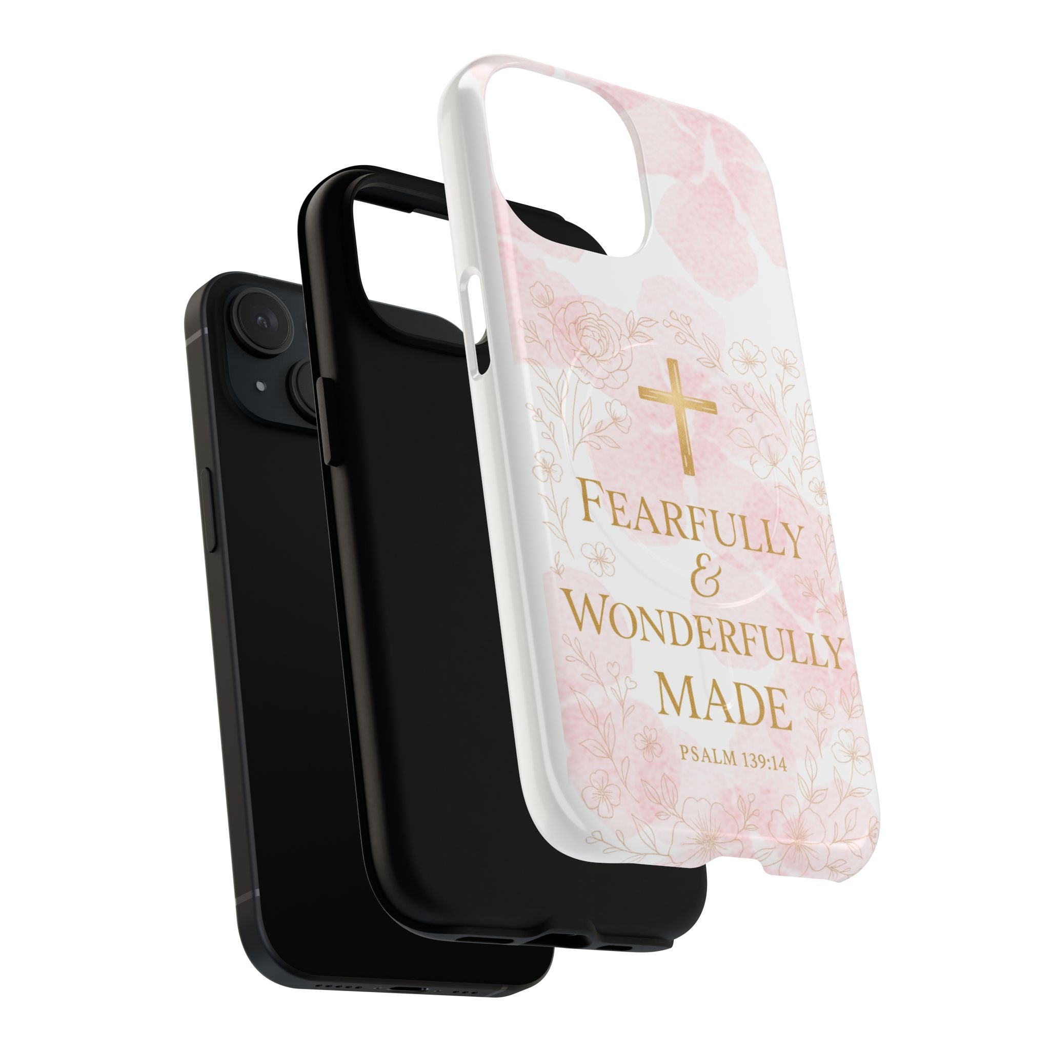 Her Holy Light Tough Magnetic Phone Case – “Fearfully & Wonderfully Made” Floral Christian Design