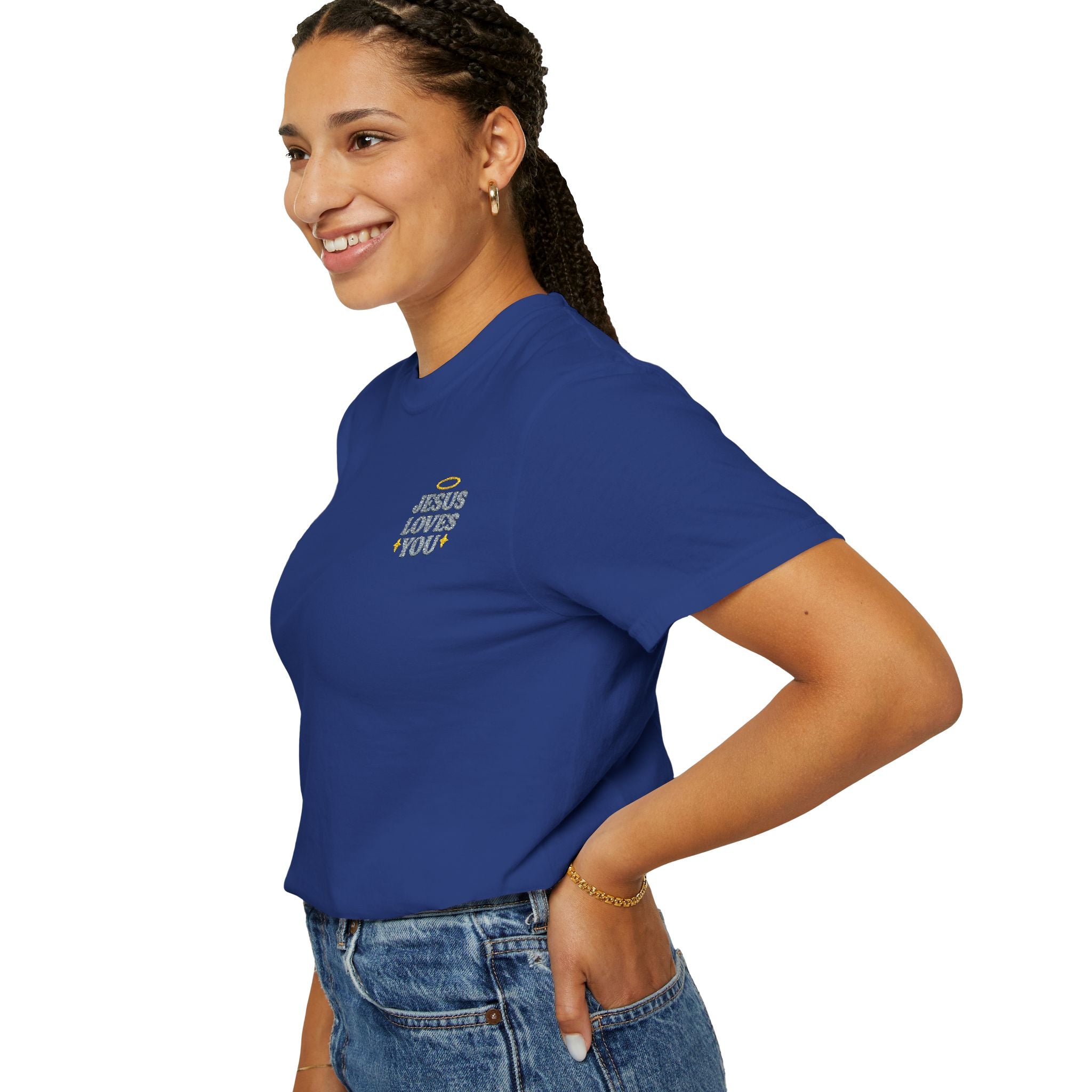 Embroidered Jesus Loves You T-Shirt