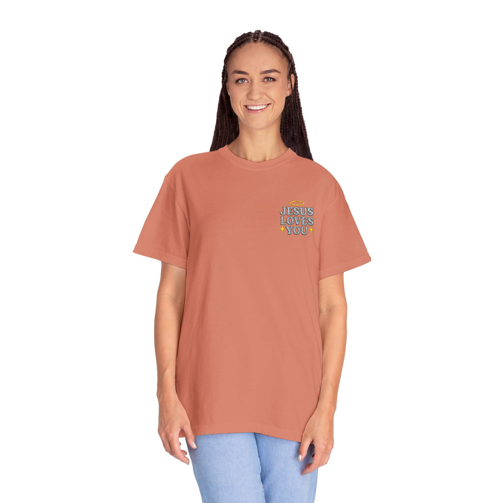 Embroidered Jesus Loves You T-Shirt