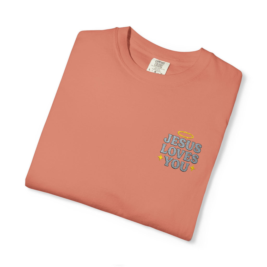 Embroidered Jesus Loves You T-Shirt