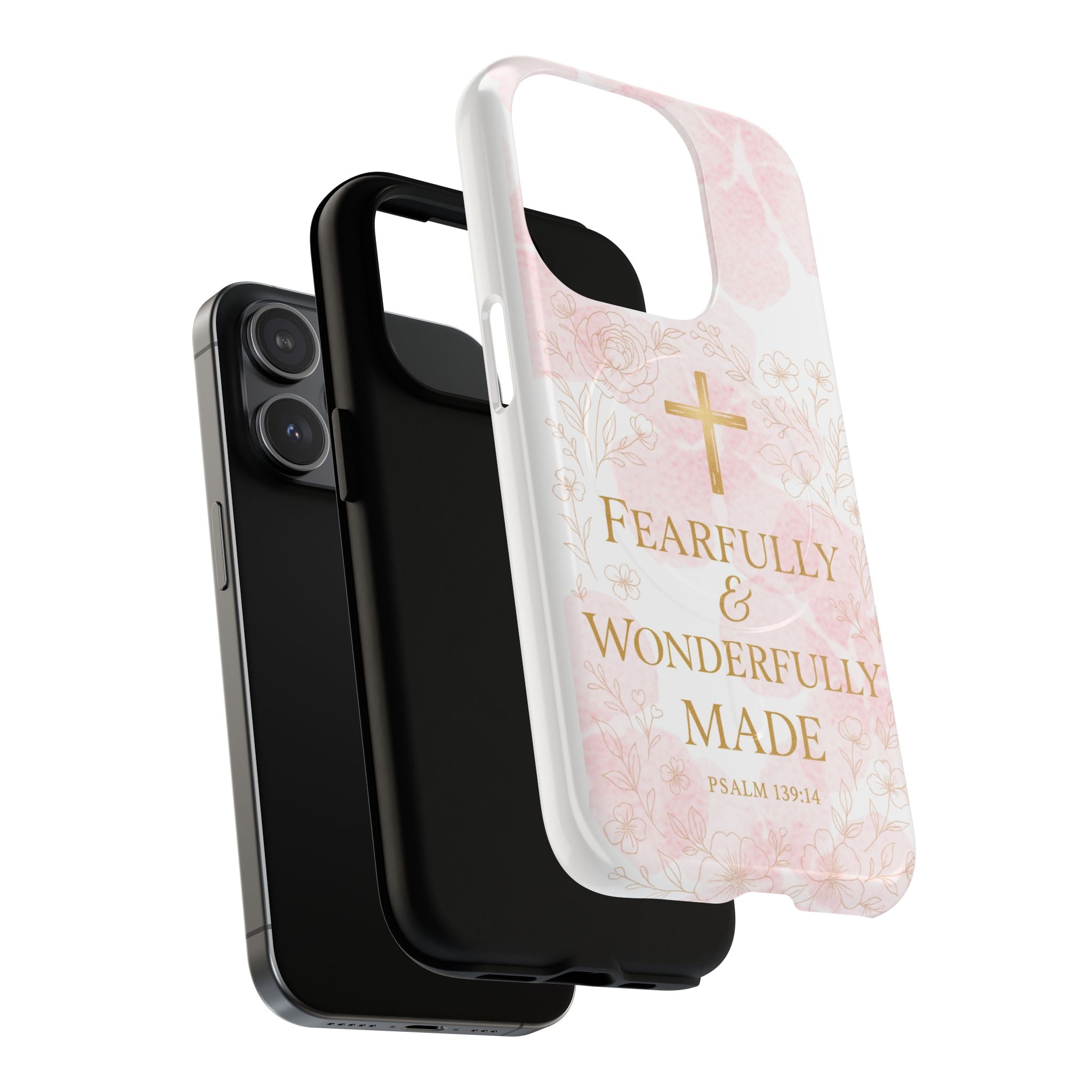 Her Holy Light Tough Magnetic Phone Case – “Fearfully & Wonderfully Made” Floral Christian Design