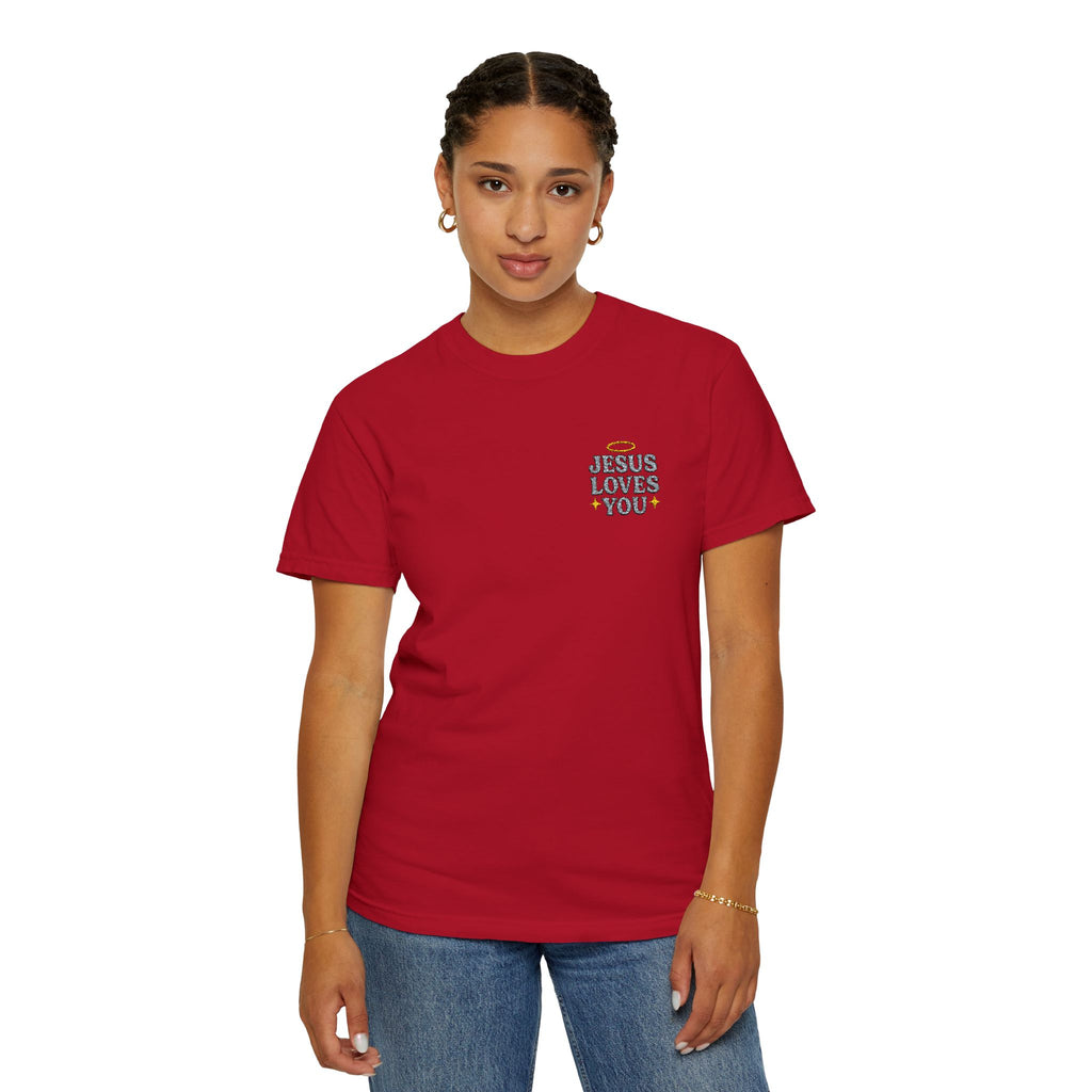 Embroidered Jesus Loves You T-Shirt