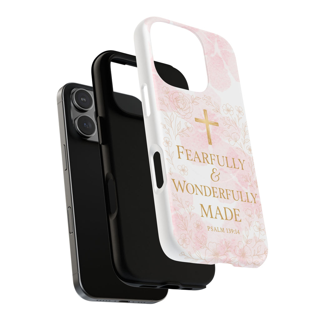 Her Holy Light Tough Magnetic Phone Case – “Fearfully & Wonderfully Made” Floral Christian Design