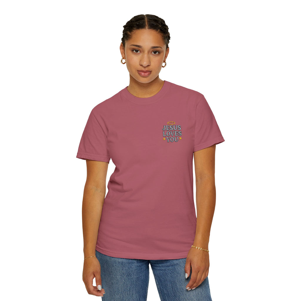 Embroidered Jesus Loves You T-Shirt
