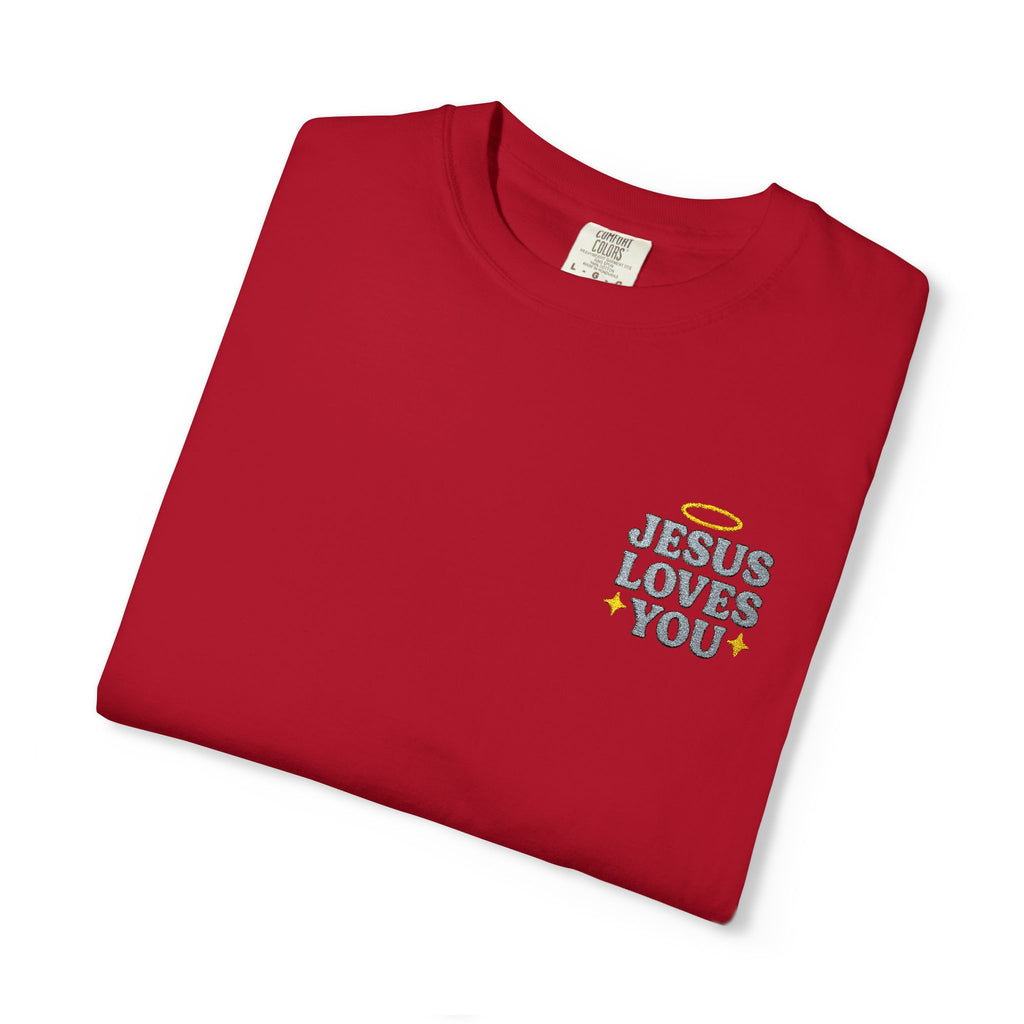 Embroidered Jesus Loves You T-Shirt