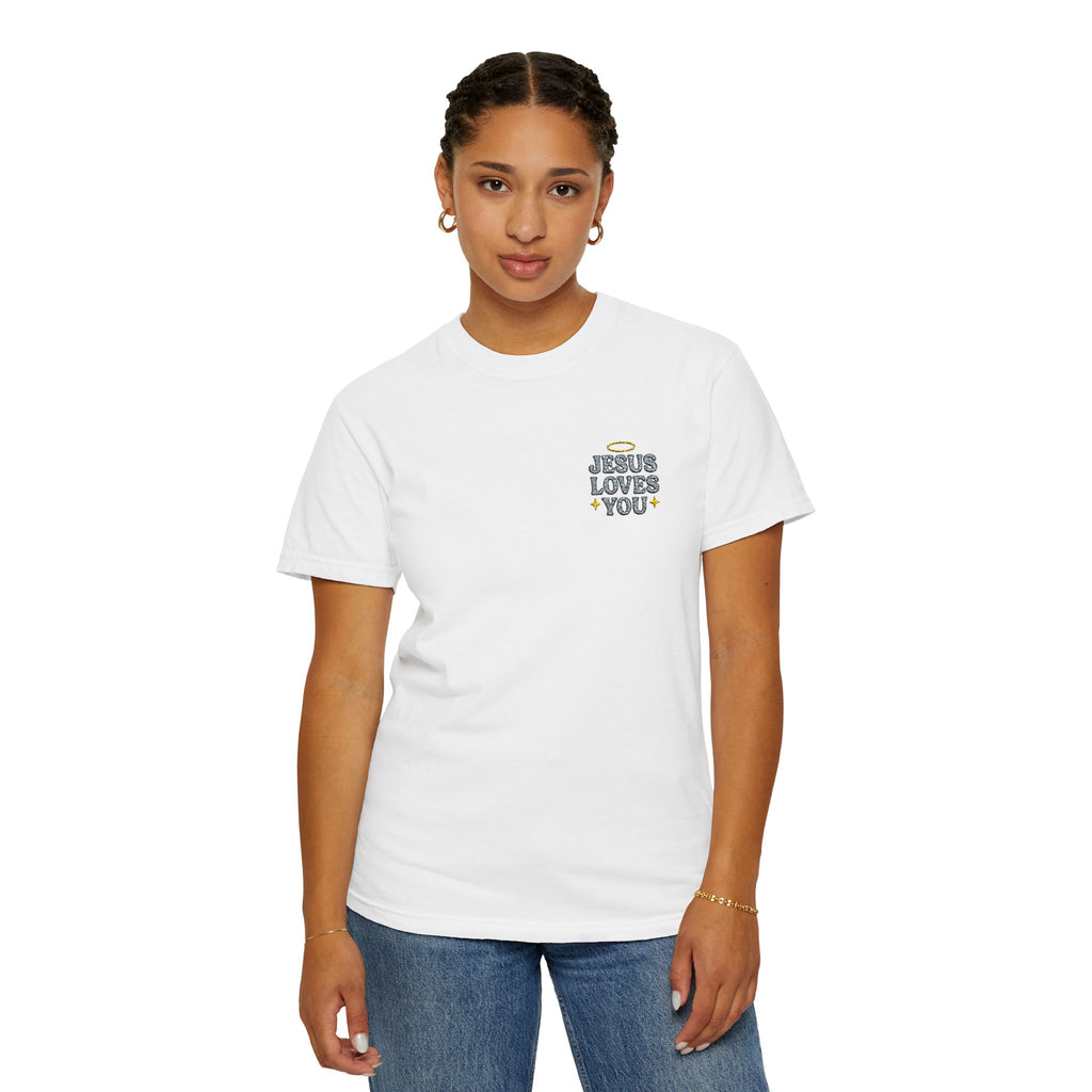 Embroidered Jesus Loves You T-Shirt