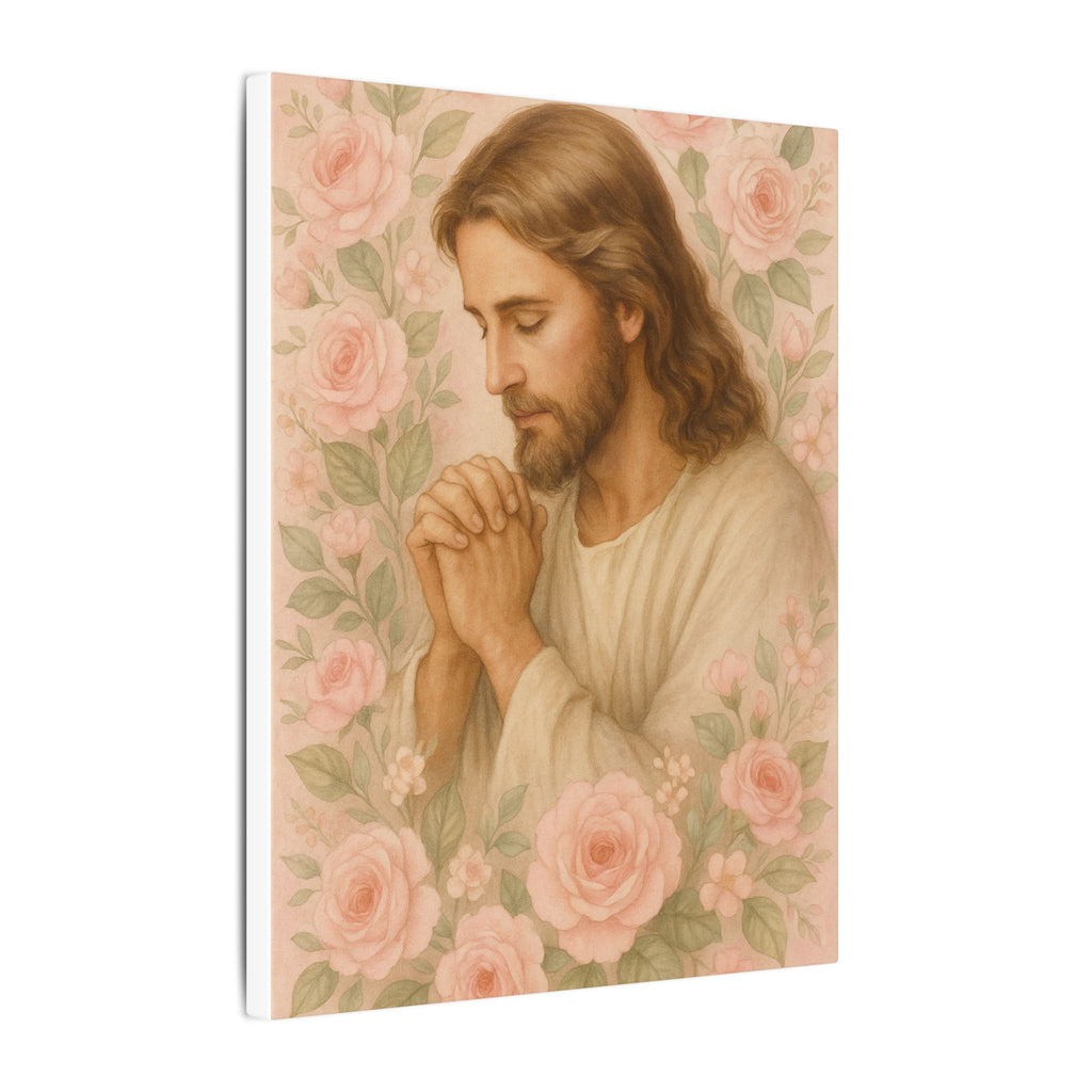 Canvas Art Print - Jesus - Pink Floral