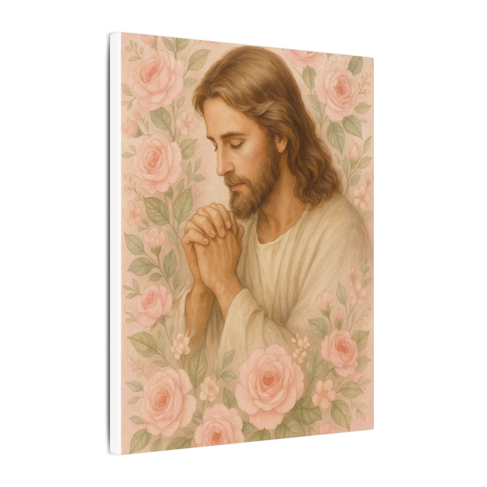 Canvas Art Print - Jesus - Pink Floral