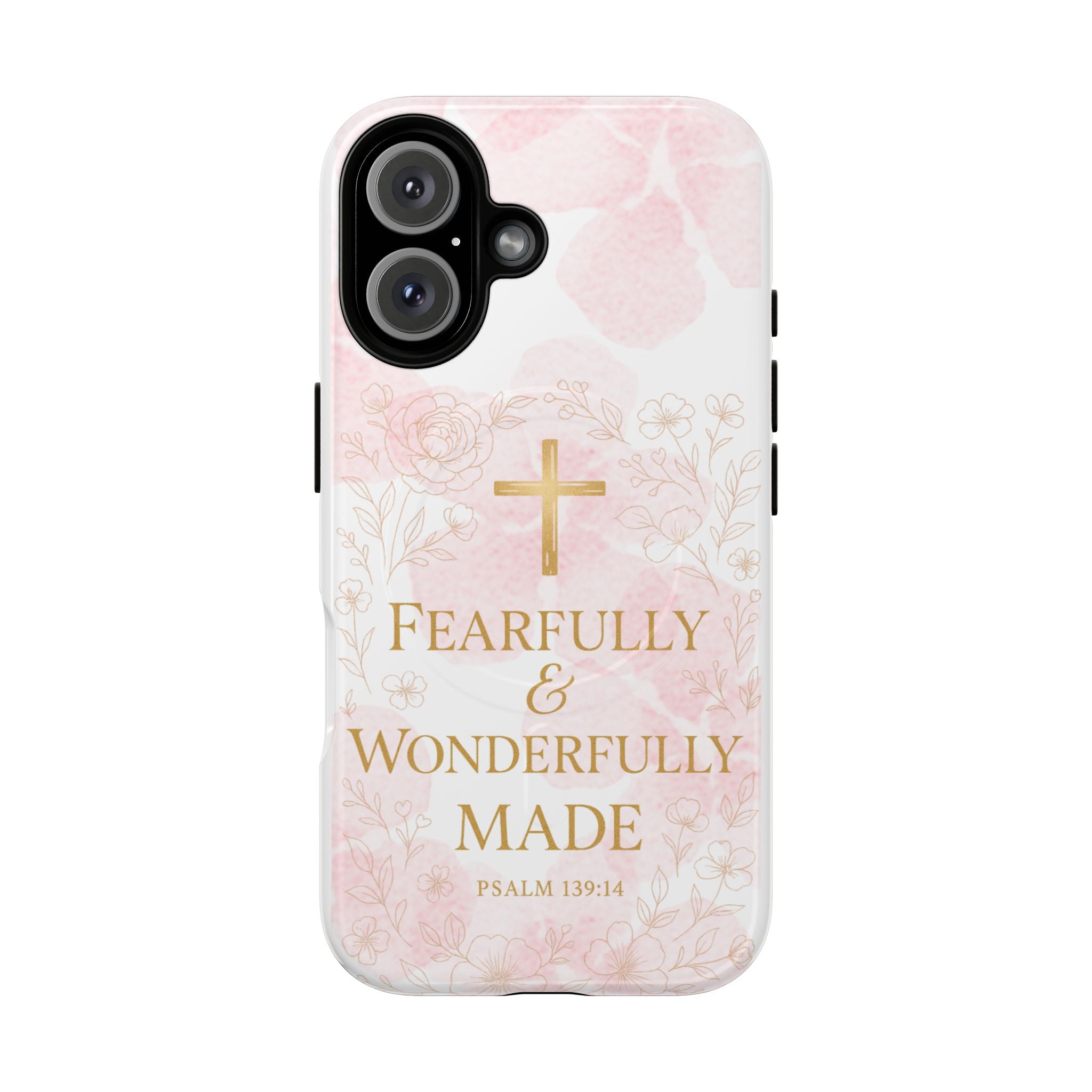 Her Holy Light Tough Magnetic Phone Case – “Fearfully & Wonderfully Made” Floral Christian Design
