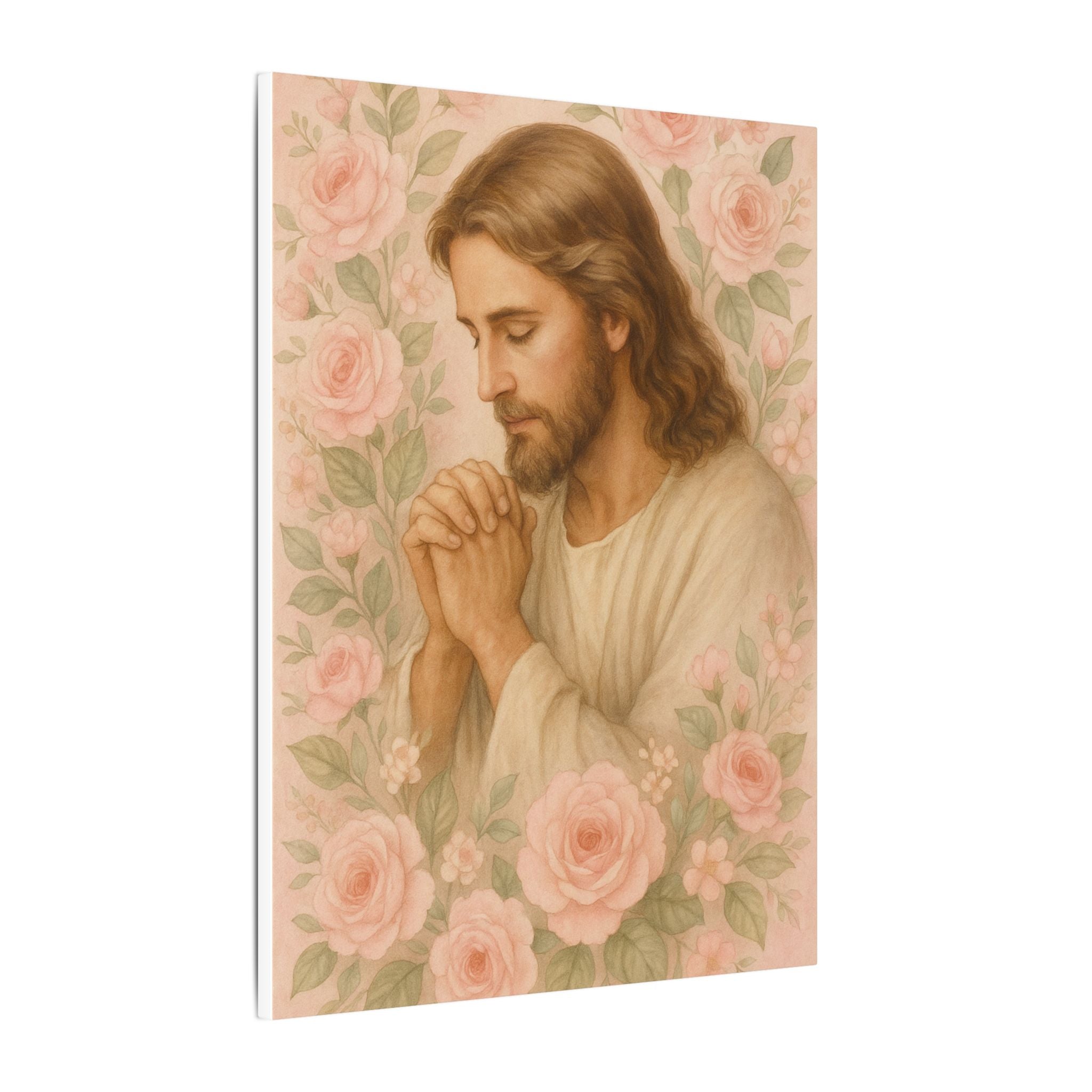 Canvas Art Print - Jesus - Pink Floral