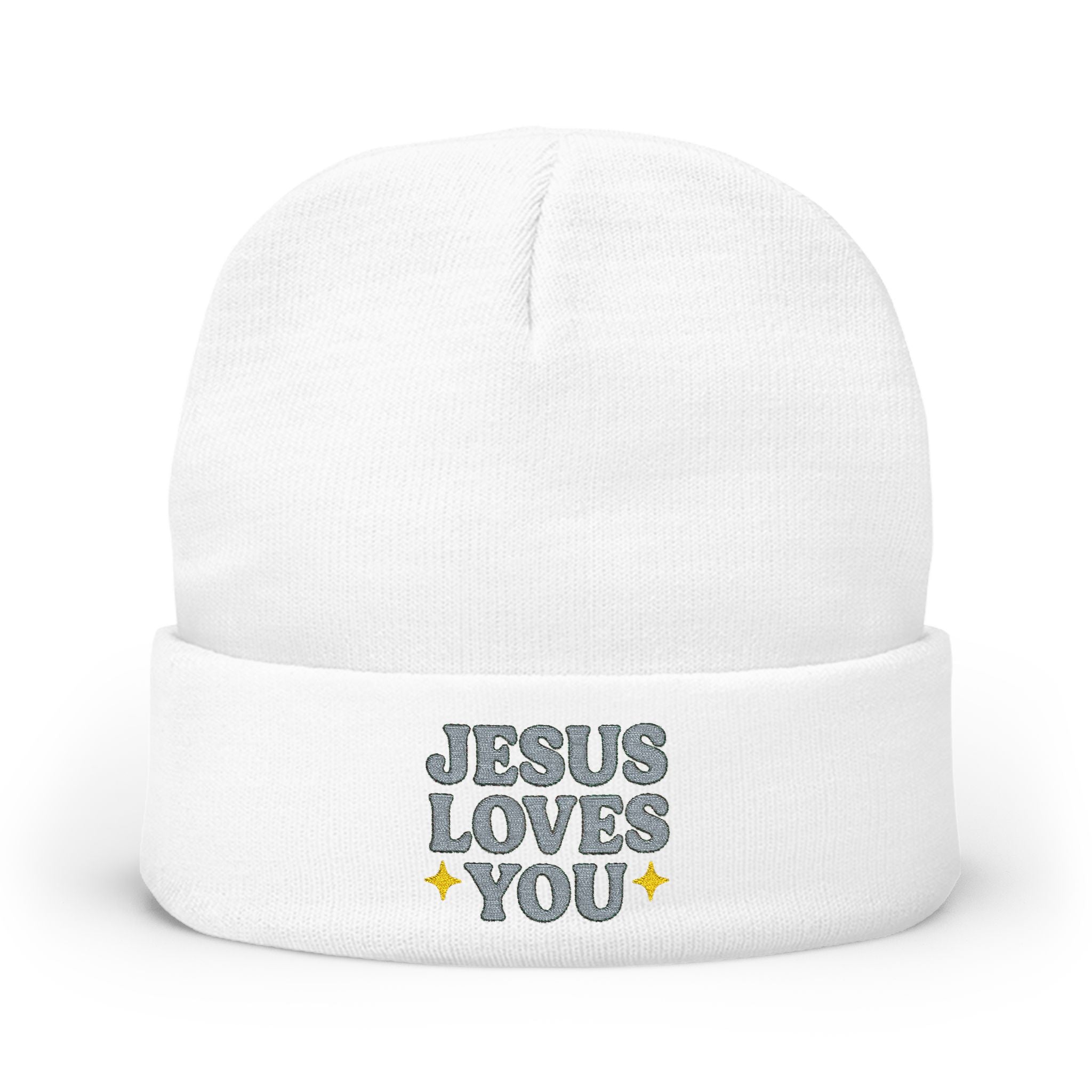 Beanie Hat - Jesus Loves You Bubble Text
