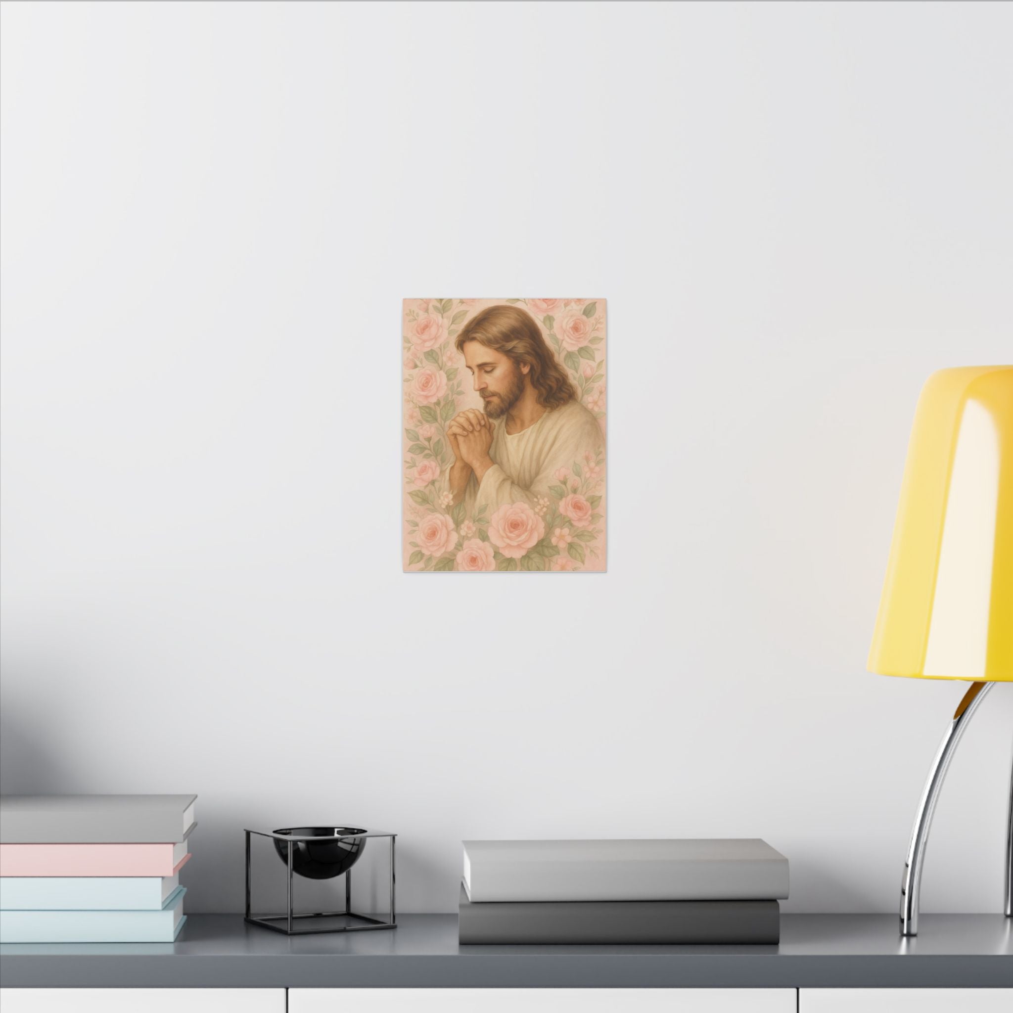 Canvas Art Print - Jesus - Pink Floral
