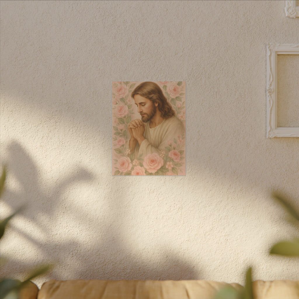 Canvas Art Print - Jesus - Pink Floral