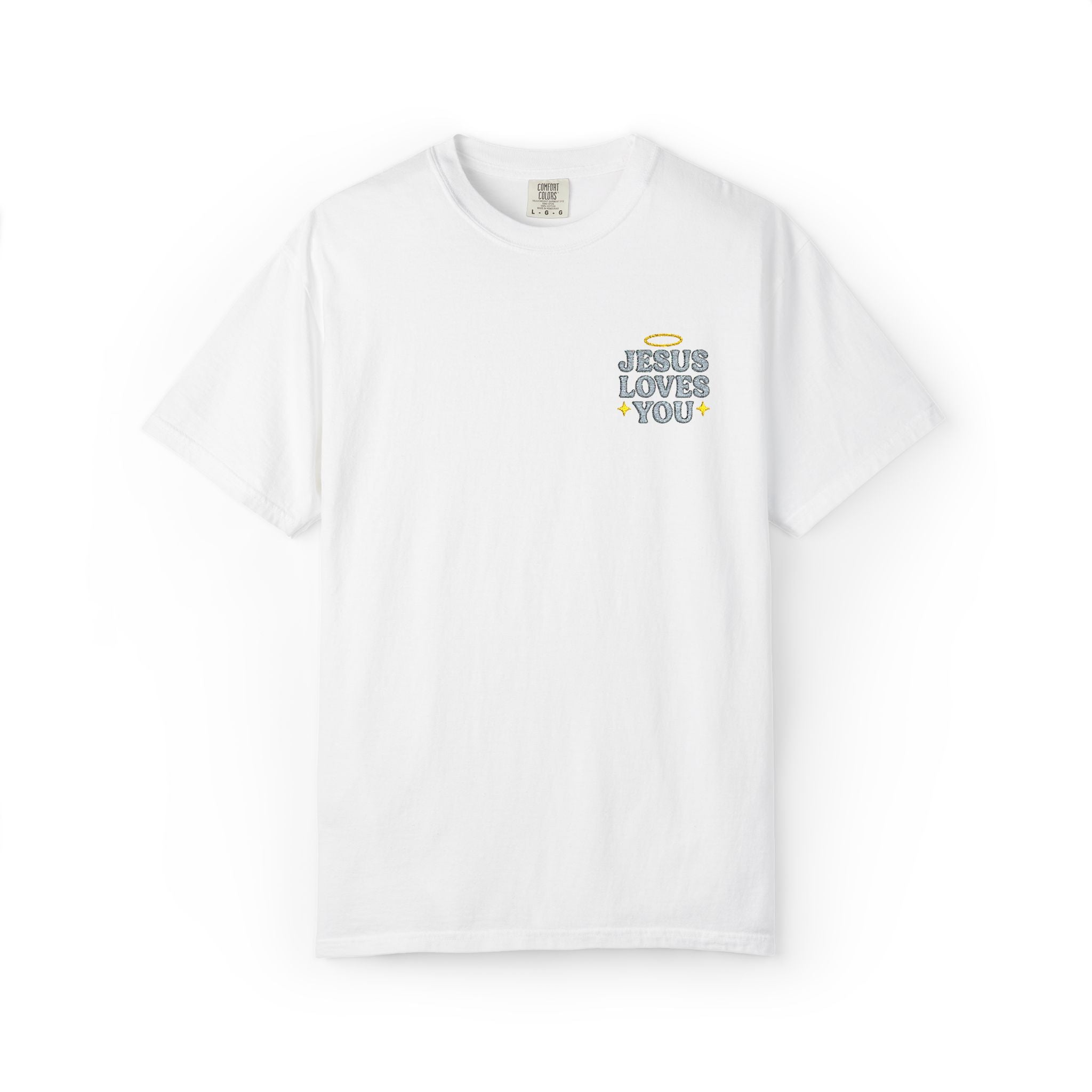 Embroidered Jesus Loves You T-Shirt