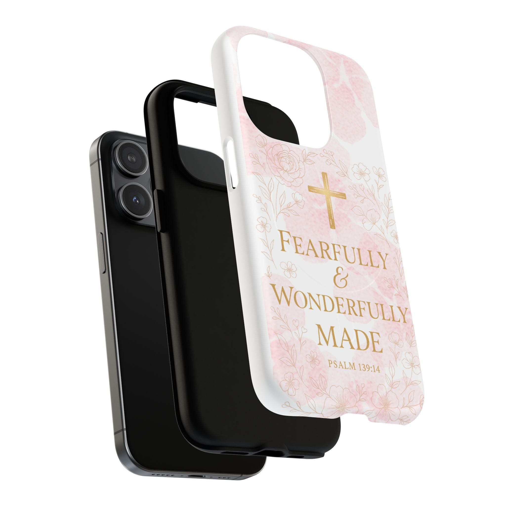 Her Holy Light Tough Magnetic Phone Case – “Fearfully & Wonderfully Made” Floral Christian Design