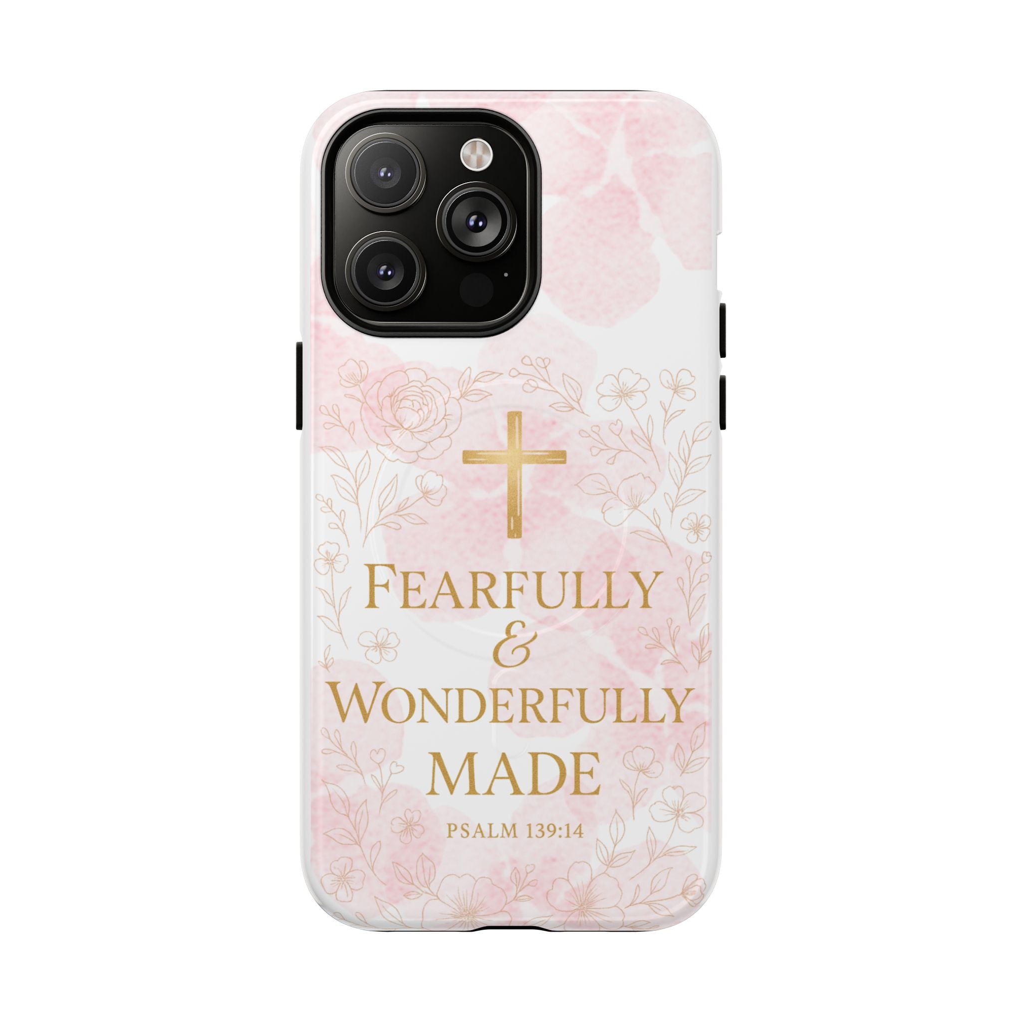 Her Holy Light Tough Magnetic Phone Case – “Fearfully & Wonderfully Made” Floral Christian Design