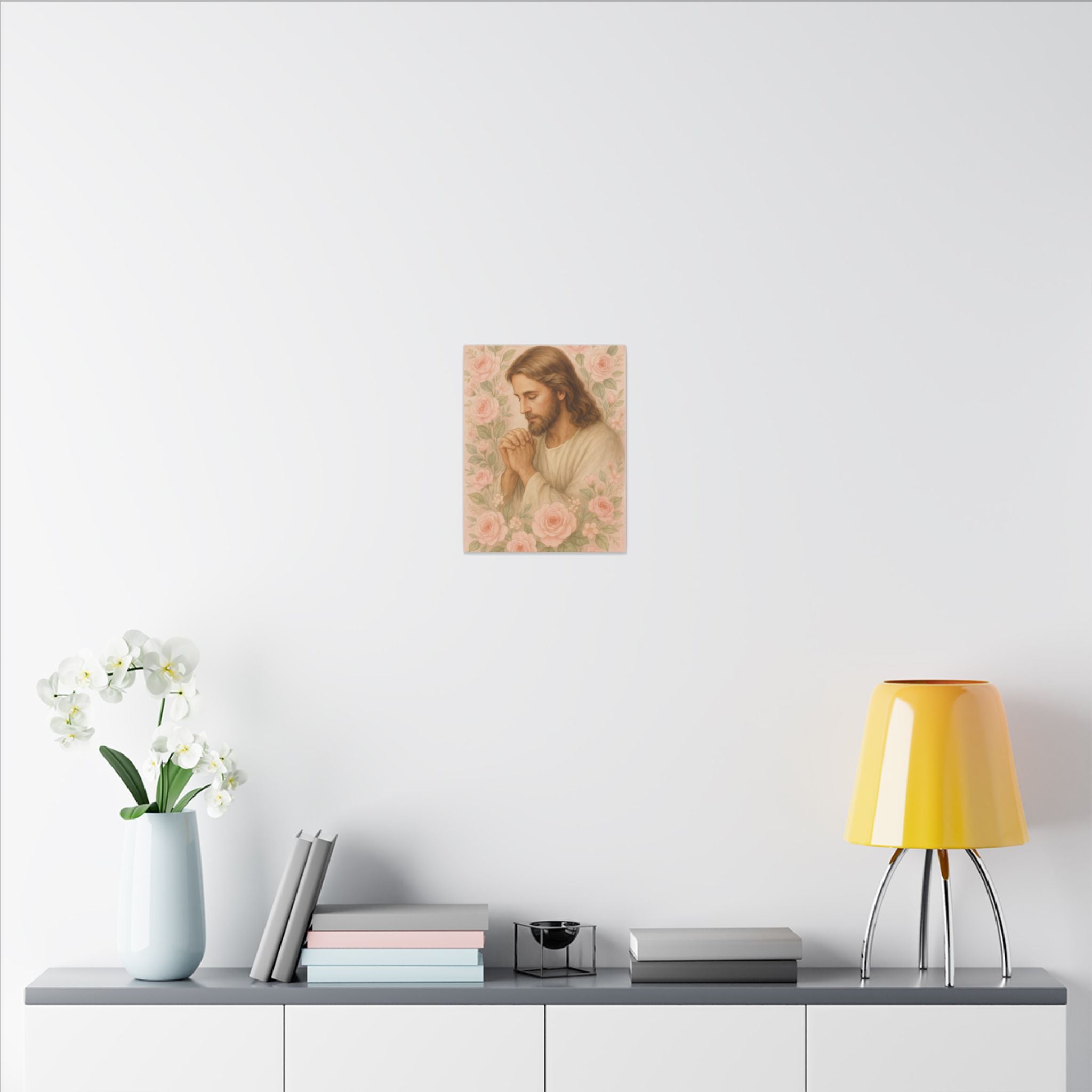 Canvas Art Print - Jesus - Pink Floral