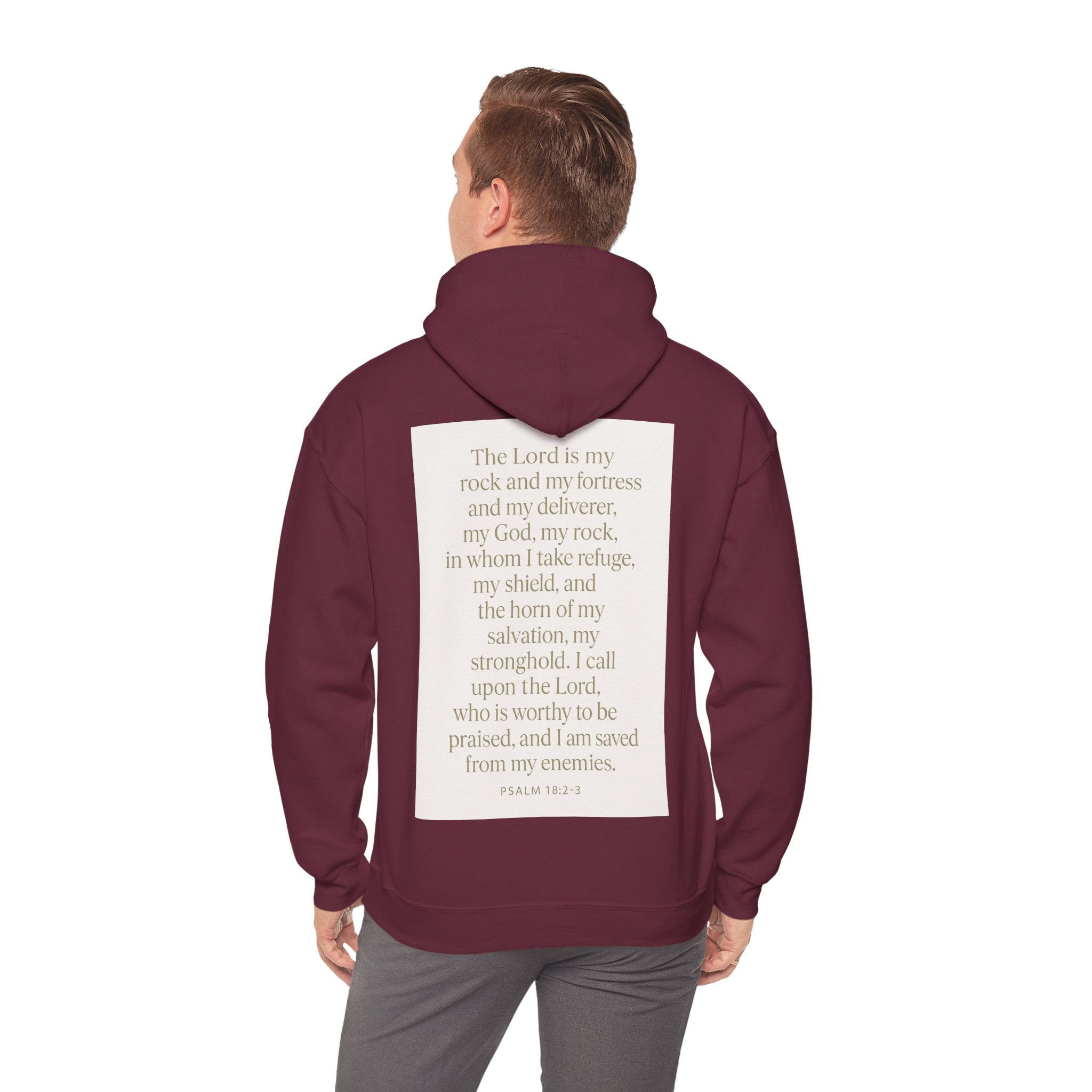 Inspirational Scripture Hoodie – “The Lord Is My Rock and My Fortress” Psalm 18:2-3