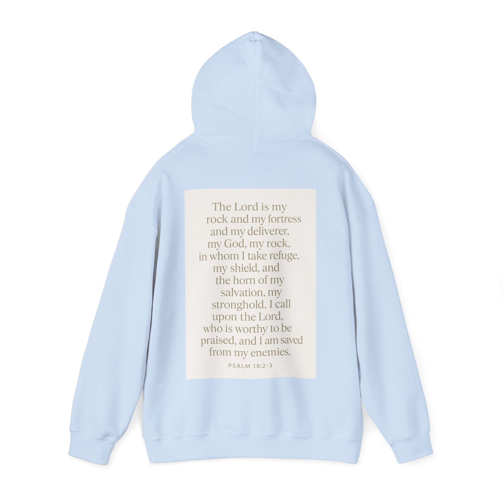 Inspirational Scripture Hoodie – “The Lord Is My Rock and My Fortress” Psalm 18:2-3