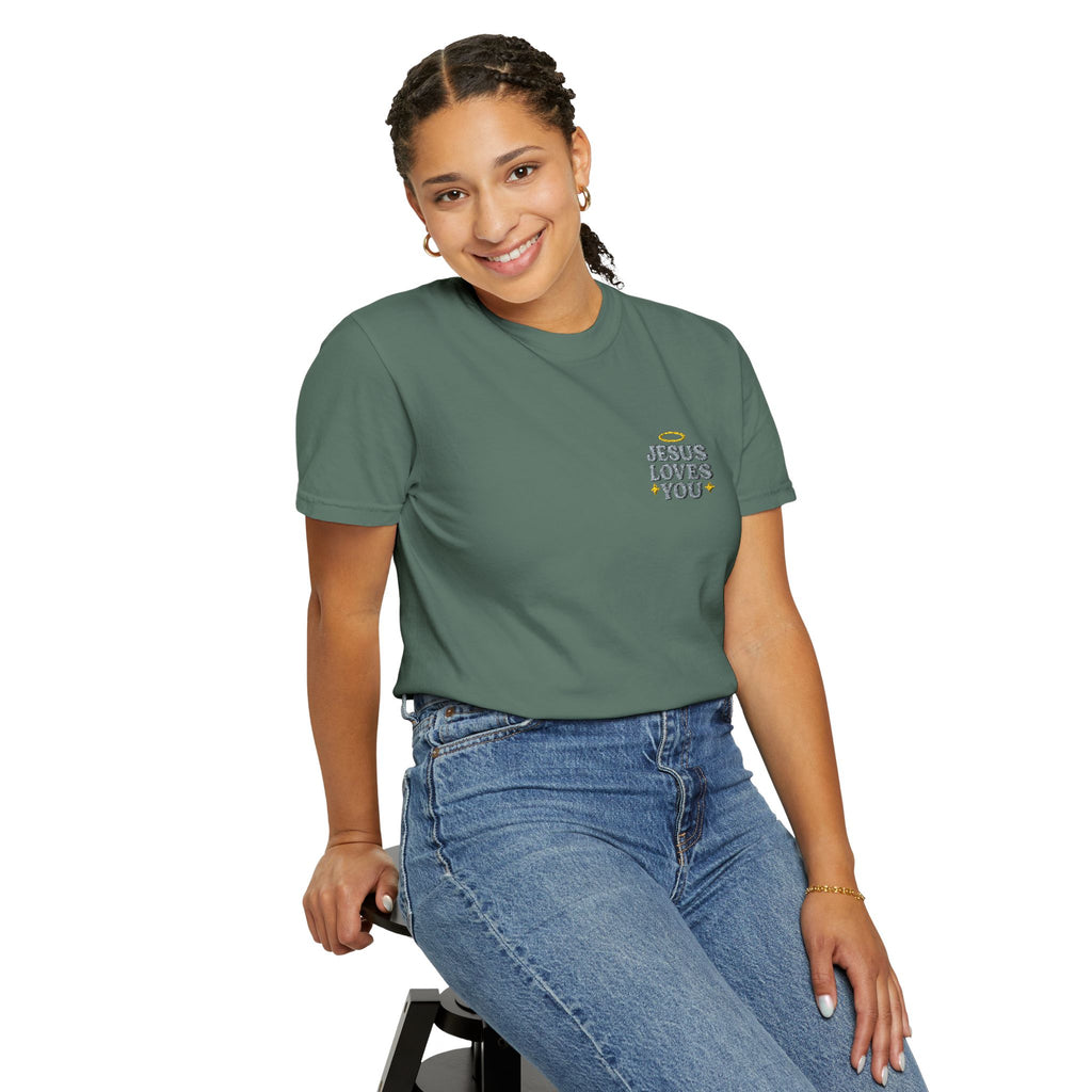 Embroidered Jesus Loves You T-Shirt