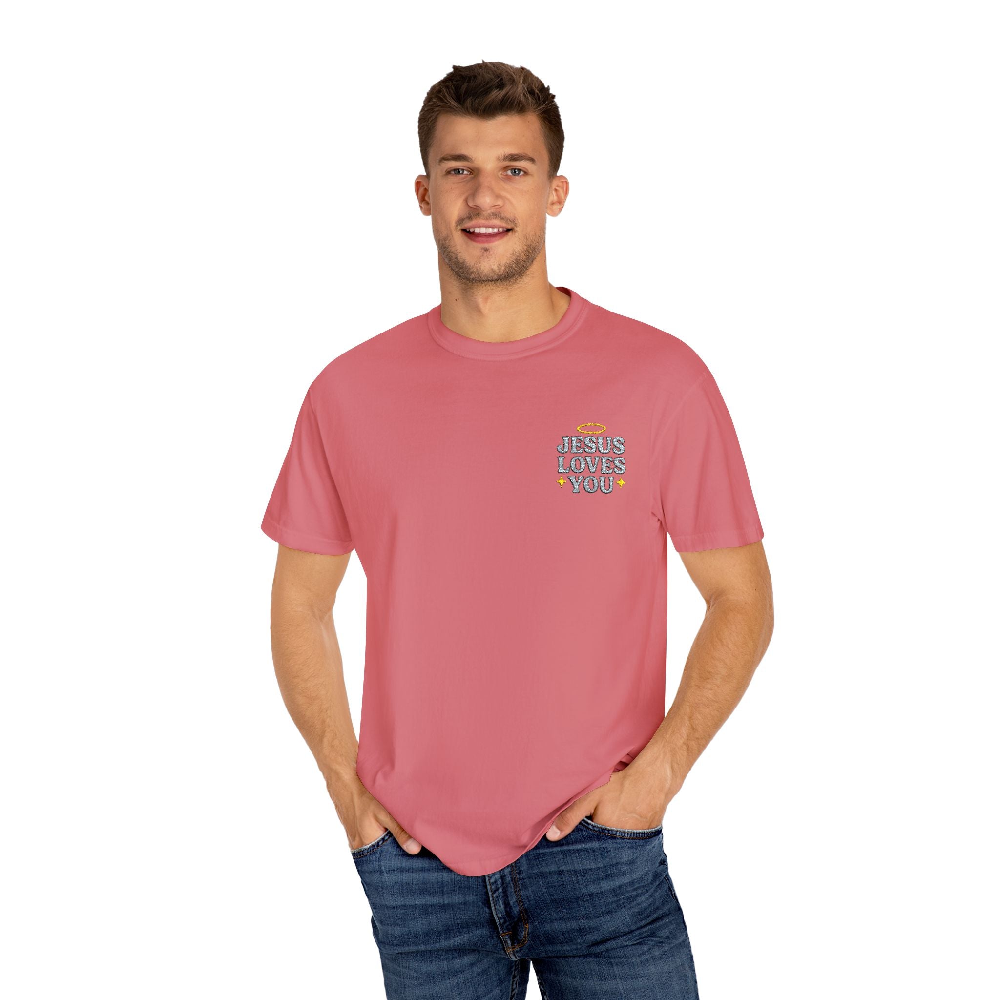 Embroidered Jesus Loves You T-Shirt